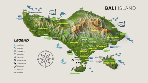 Map of Bali island